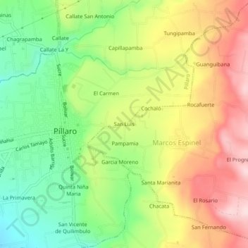 Mappa topografica San Luis, altitudine, rilievo
