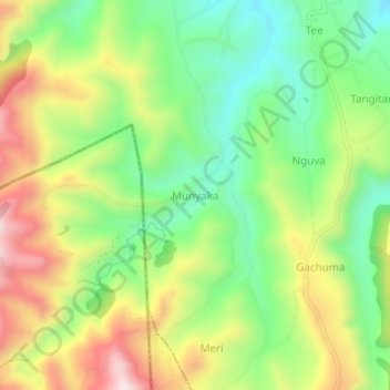 Mappa topografica Munyaka, altitudine, rilievo