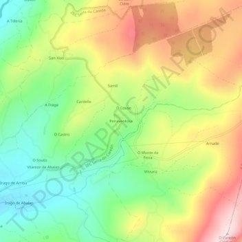 Mappa topografica Penaventosa, altitudine, rilievo