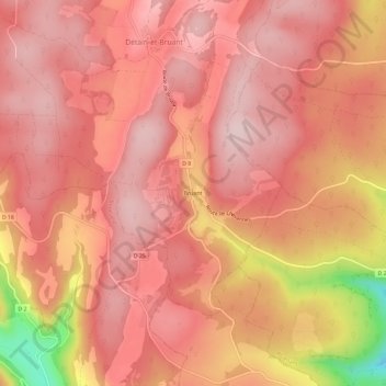 Mappa topografica Bruant, altitudine, rilievo