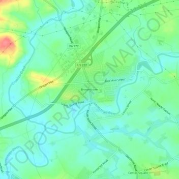 Mappa topografica Brownstown, altitudine, rilievo