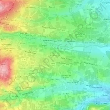 Mappa topografica Les Bruyères, altitudine, rilievo