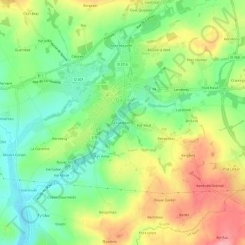 Mappa topografica Croastiben, altitudine, rilievo