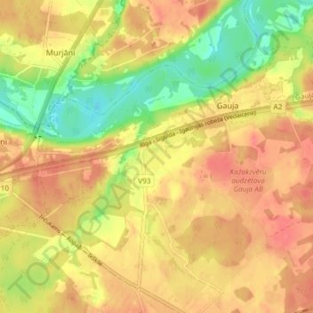 Mappa topografica Indrāni, altitudine, rilievo
