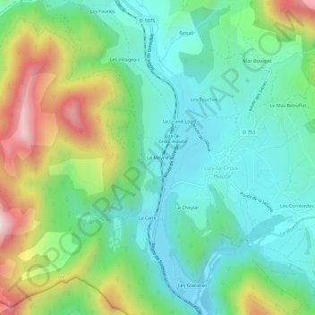 Mappa topografica La Meyrie, altitudine, rilievo