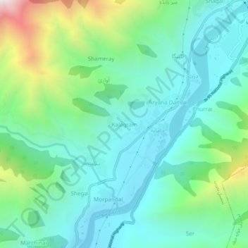 Mappa topografica Kalagram, altitudine, rilievo