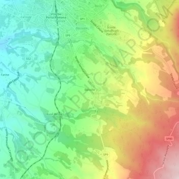Mappa topografica Belcolle, altitudine, rilievo