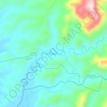 Mappa topografica Tugos, altitudine, rilievo