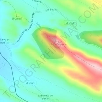 Mappa topografica Arrones, altitudine, rilievo
