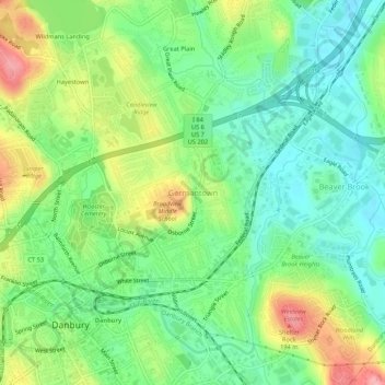 Mappa topografica Germantown, altitudine, rilievo