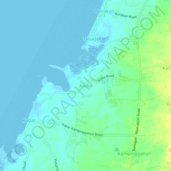 Mappa topografica Kodia, altitudine, rilievo