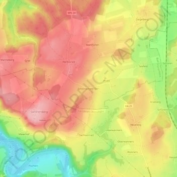 Mappa topografica Gmeinschwenden, altitudine, rilievo
