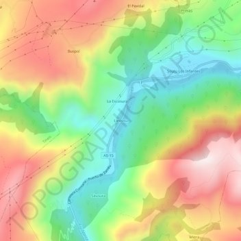 Mappa topografica Lleirosu, altitudine, rilievo