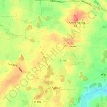 Mappa topografica Quern-Bargfeld, altitudine, rilievo