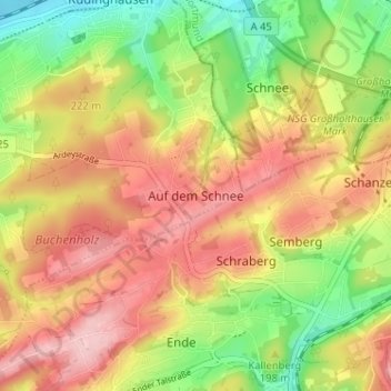 Mappa topografica Auf dem Schnee, altitudine, rilievo