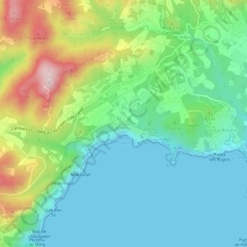 Mappa topografica Es Cubells, altitudine, rilievo