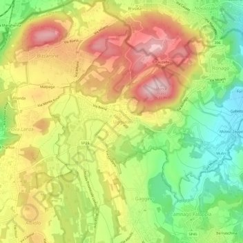 Mappa topografica Uggiate, altitudine, rilievo