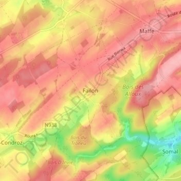 Mappa topografica Failon, altitudine, rilievo