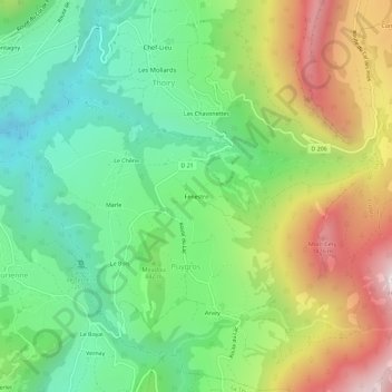 Mappa topografica Fénestro, altitudine, rilievo