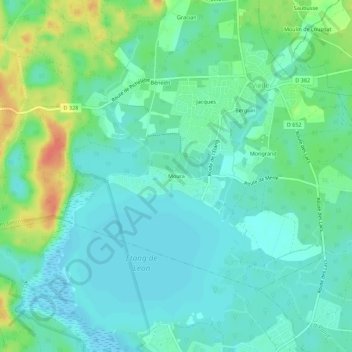 Mappa topografica Moura, altitudine, rilievo