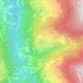 Mappa topografica Mase, altitudine, rilievo