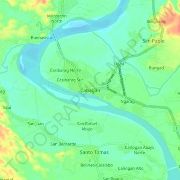 Mappa topografica Cabagan, altitudine, rilievo