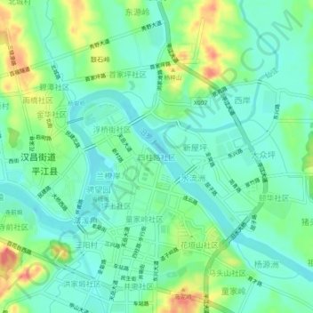 Mappa topografica 四柱路社区, altitudine, rilievo