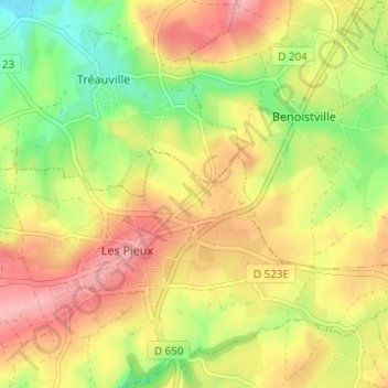 Mappa topografica Étanval, altitudine, rilievo