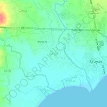 Mappa topografica Santol, altitudine, rilievo