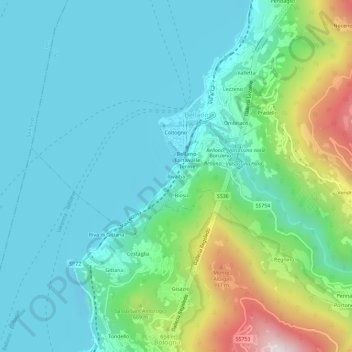 Mappa topografica Rivalba, altitudine, rilievo