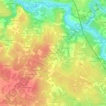 Mappa topografica La Minière, altitudine, rilievo