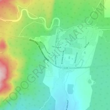 Mappa topografica McCloud, altitudine, rilievo