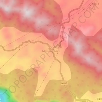 Mappa topografica Mavina Gundi, altitudine, rilievo