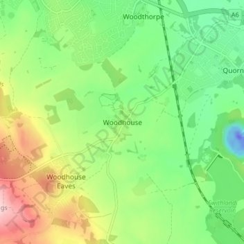 Mappa topografica Woodhouse, altitudine, rilievo