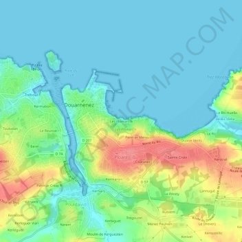 Mappa topografica Les Plomarc'h, altitudine, rilievo