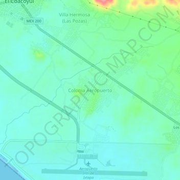 Mappa topografica Colonia Aeropuerto, altitudine, rilievo