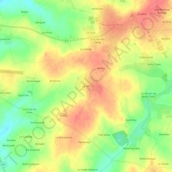 Mappa topografica Le Net, altitudine, rilievo