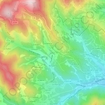 Mappa topografica Jullié, altitudine, rilievo