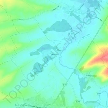 Mappa topografica Villevoque, altitudine, rilievo