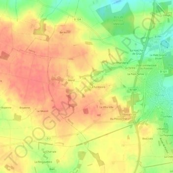 Mappa topografica Gatines, altitudine, rilievo