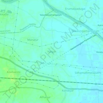 Mappa topografica Nagar, altitudine, rilievo