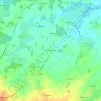Mappa topografica La Guérandaise, altitudine, rilievo
