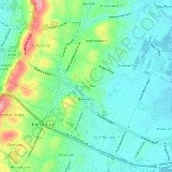 Mappa topografica Regency Place, altitudine, rilievo