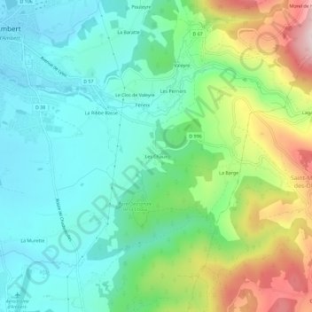 Mappa topografica Les Chaux, altitudine, rilievo