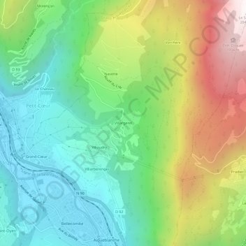 Mappa topografica Villargerel, altitudine, rilievo