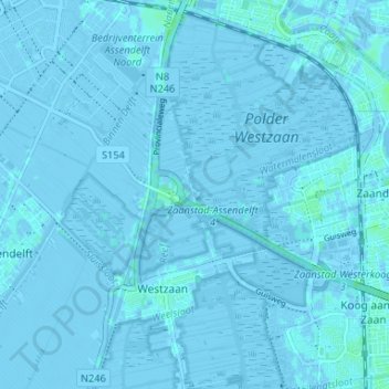 Mappa topografica Middel, altitudine, rilievo