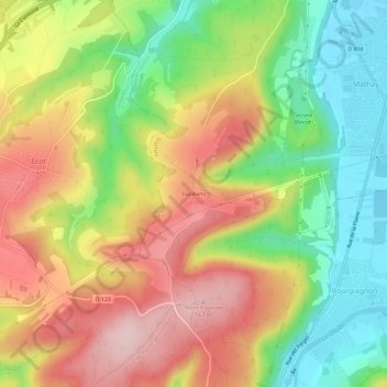 Mappa topografica Lucelans, altitudine, rilievo