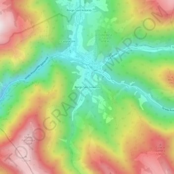 Mappa topografica Borgo San Giovanni, altitudine, rilievo