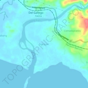 Mappa topografica San Juan, altitudine, rilievo