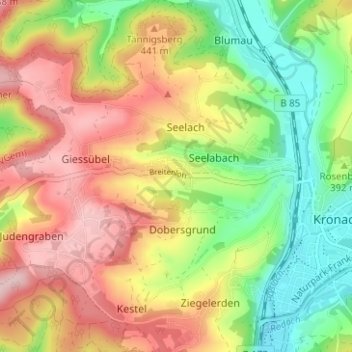 Mappa topografica Unterbreitenloh, altitudine, rilievo